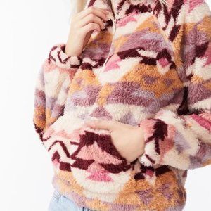 Aeropostale Aztec Western Print Pullover Fleece Sherpa Size Large
